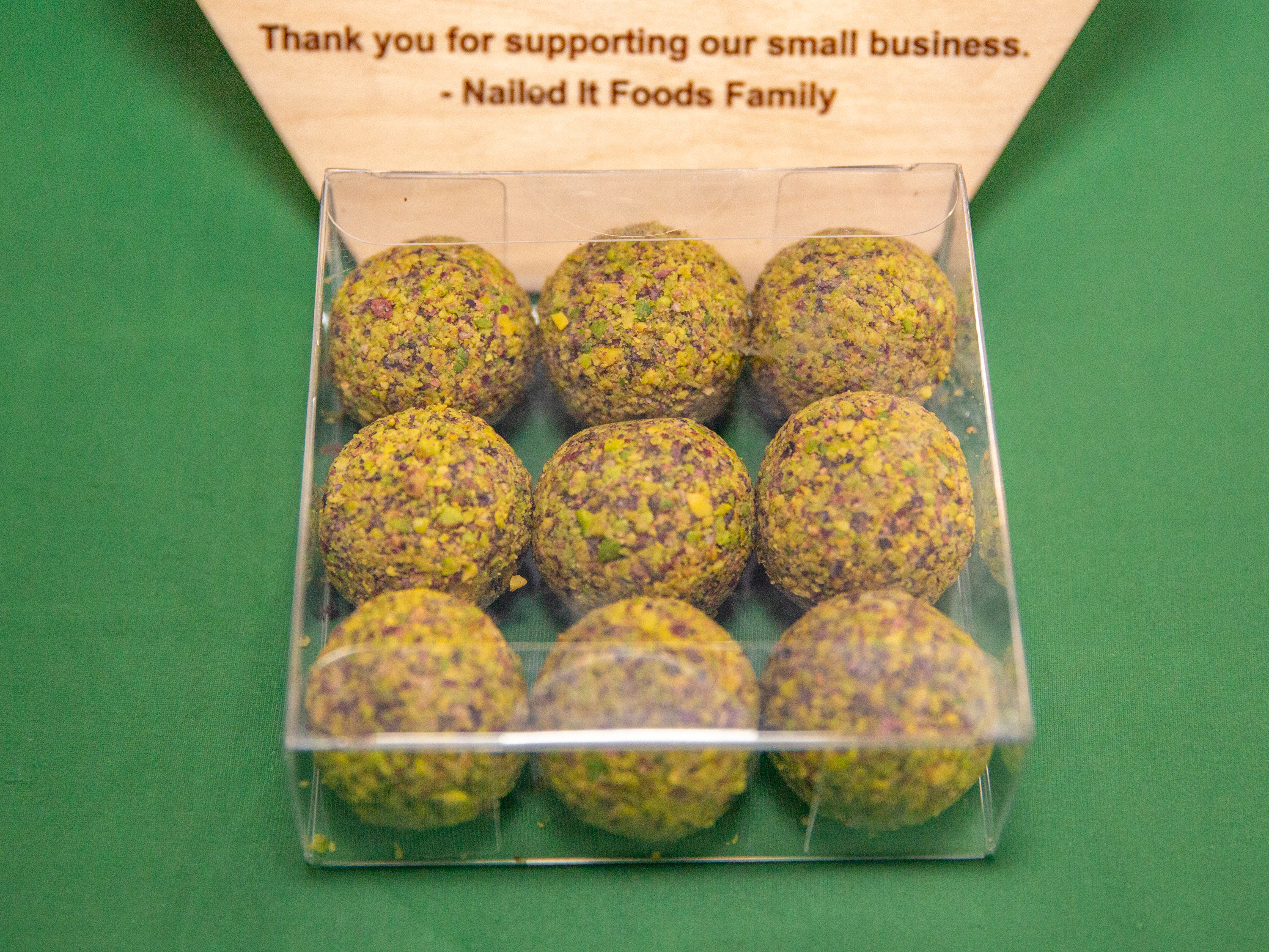 Order Pistachio Lovers (9 balls box)  food online from Nailed It Foods store, Placentia on bringmethat.com