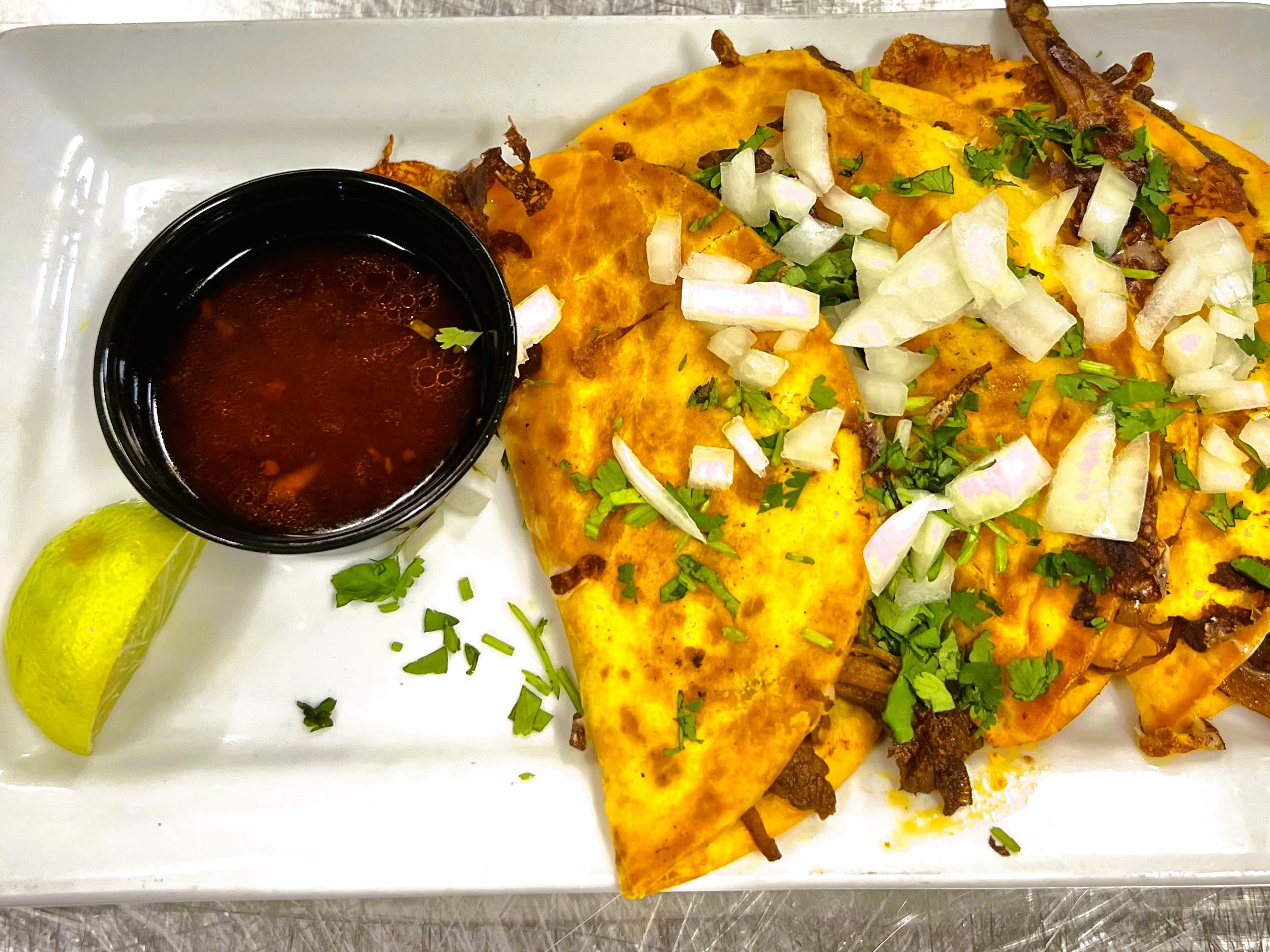 Order Quesabirria Tacos food online from B52 Burgers & Brew store, Inver Grove Heights on bringmethat.com