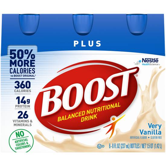 Order Boost Plus Ready-to-Drink Nutritional Drink Very Vanilla (8 oz x 6 ct) food online from Rite Aid store, Louisville on bringmethat.com