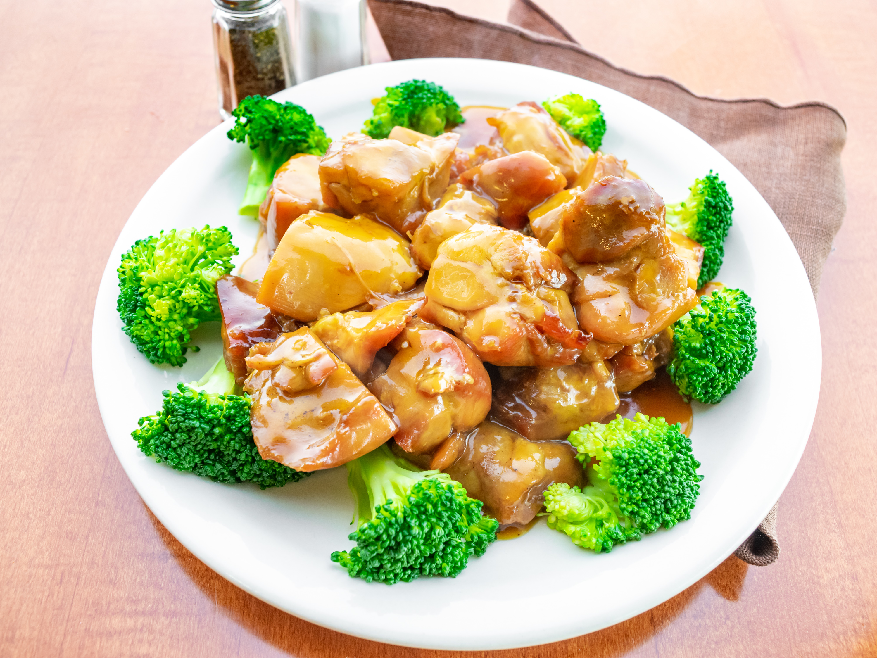 Order 70. Bourbon Chicken food online from Red Bowl store, Grand Rapids on bringmethat.com