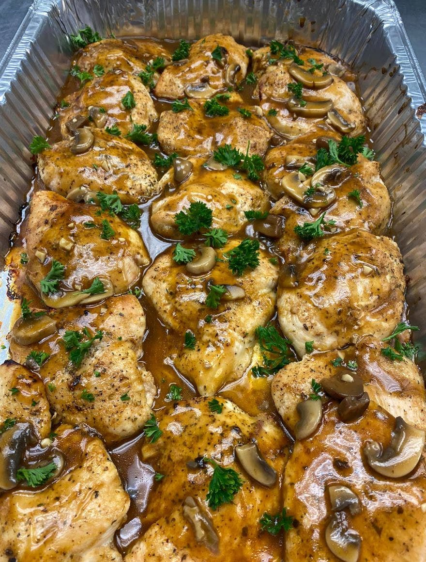 Order Chicken Marsala Catering - Half Tray (8-12 People) food online from Lunetta pizza store, New York on bringmethat.com