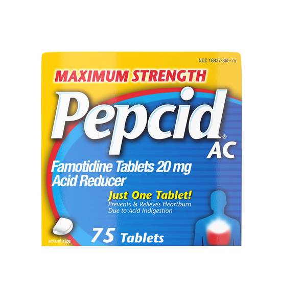 Order Pepcid Maximum Strength Acid Reducer Tablets (75 ct) food online from Rite Aid store, Placerville on bringmethat.com