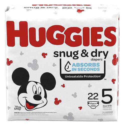 Order Huggies Snug & Dry Snug & Dry Baby Diapers Size 5 - 22.0 ea food online from Walgreens store, Cincinnati on bringmethat.com