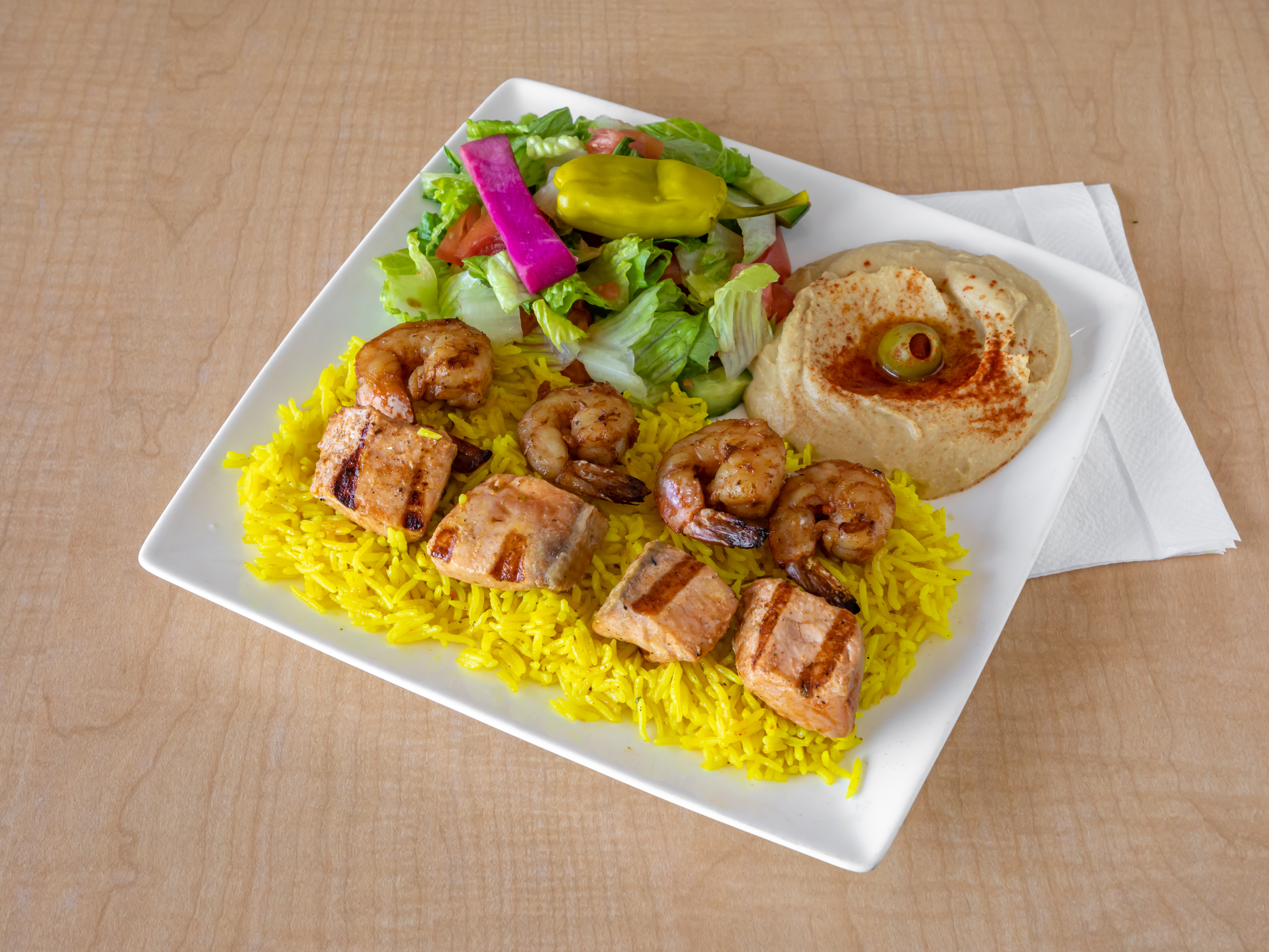 Order Sk Salmon Kabob food online from Golden Olive store, Huntington Beach on bringmethat.com