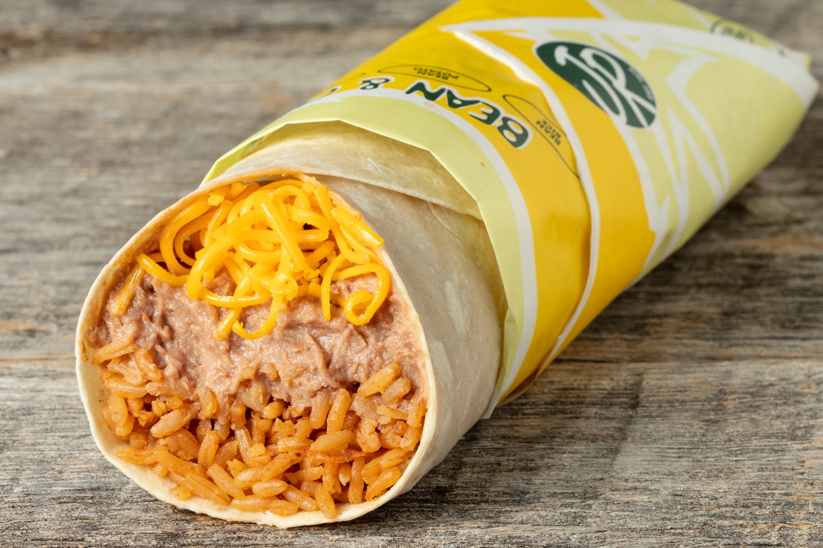 Order Bean, Rice & Cheese Burrito food online from Miguel's Jr store, Corona on bringmethat.com