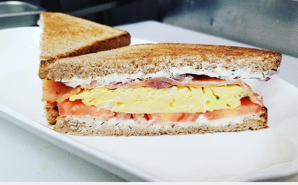 Order Scrambled Eggs and Lox Sandwich food online from Hala Cafe store, Brooklyn on bringmethat.com