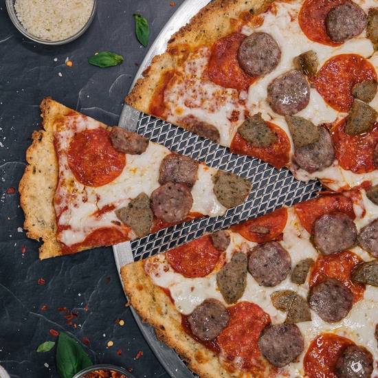 Order Cauliflower Crust Meat Lovers Pizza (12" Small) food online from @Pizza store, San Francisco on bringmethat.com