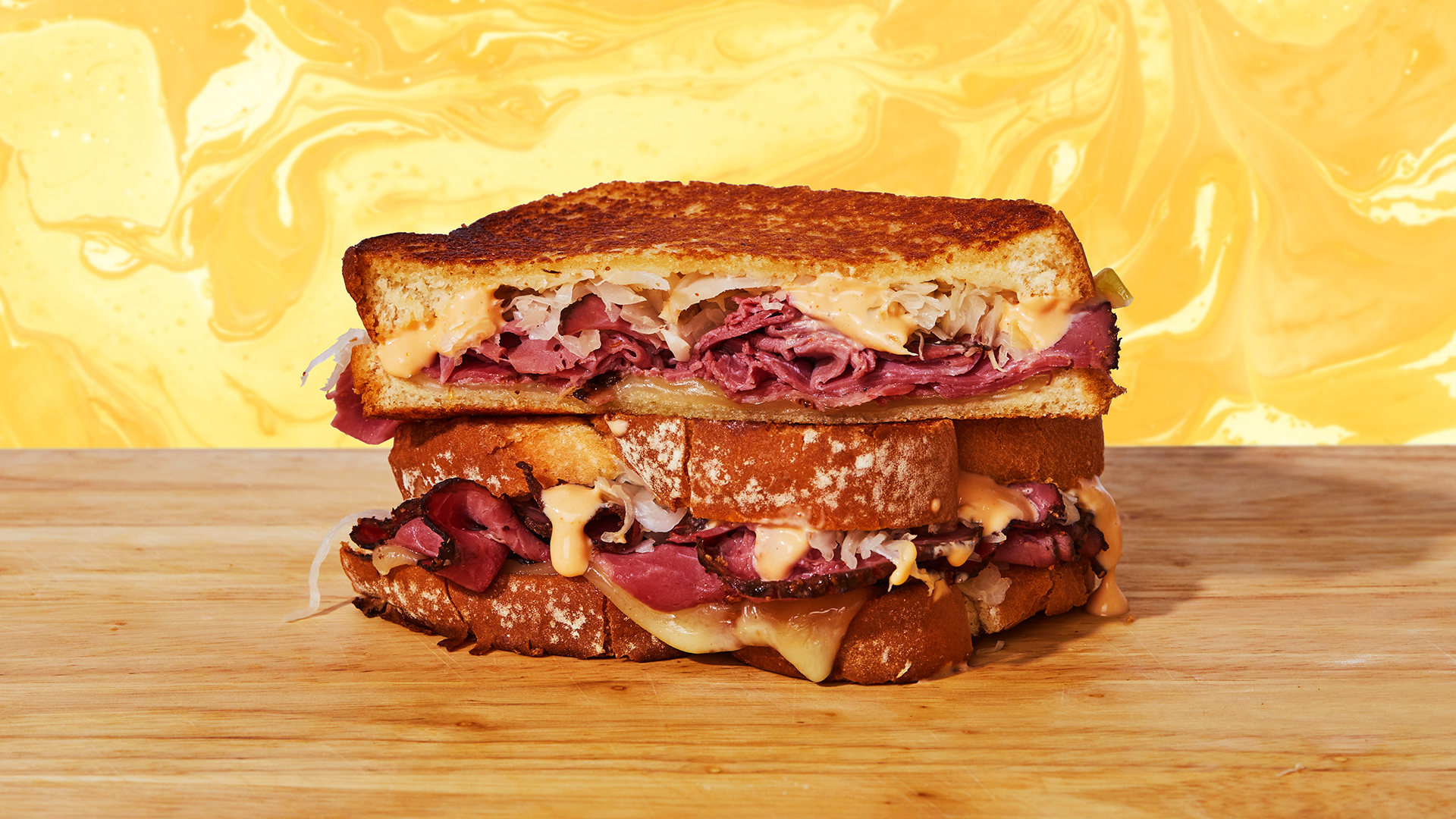Order Reuben Grilled Cheese food online from B*Tch Don't Grill My Cheese store, Astoria on bringmethat.com