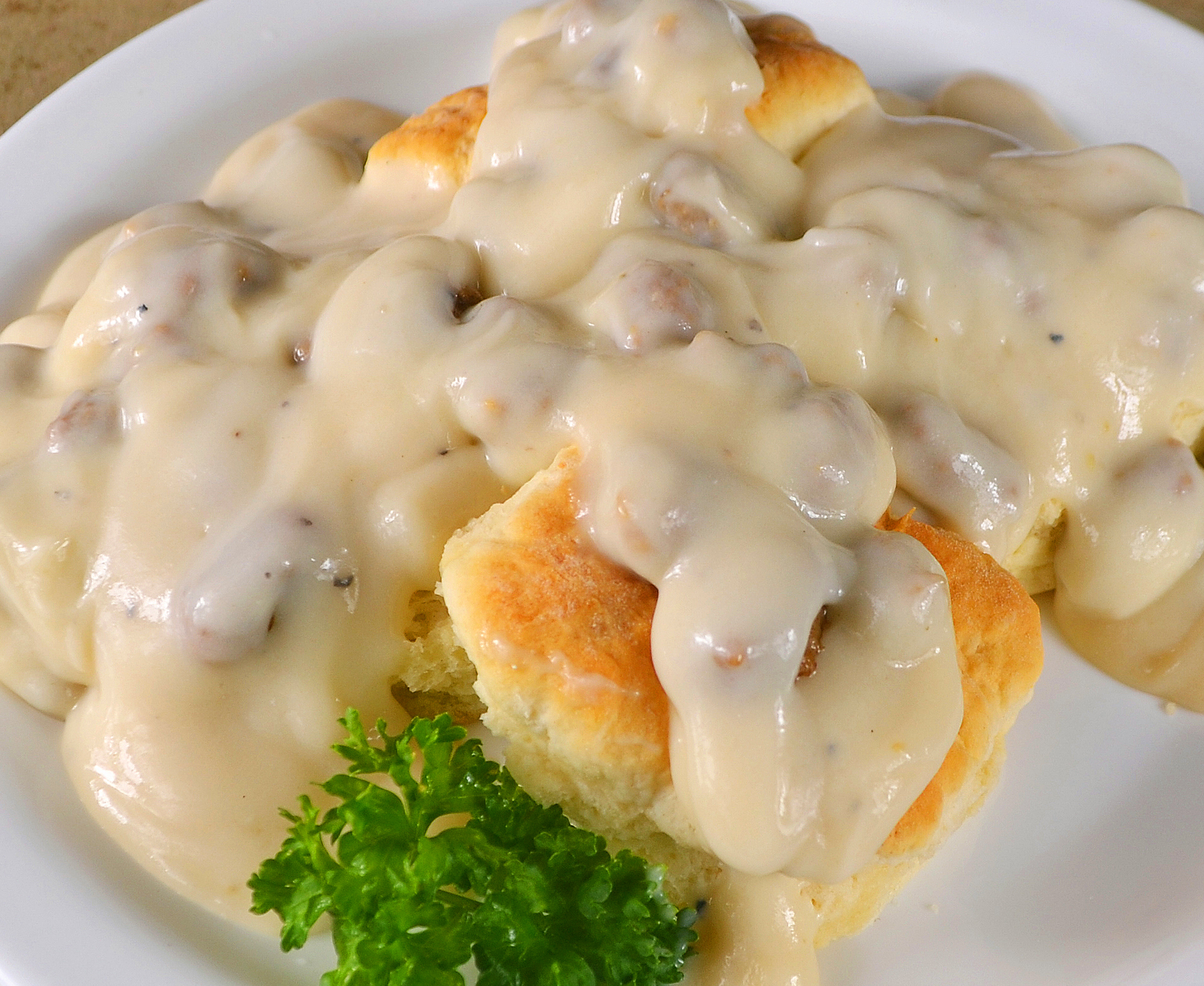 Order Country Biscuits and Sausage Gravy food online from Fryn’ Pan store, Sioux Falls on bringmethat.com