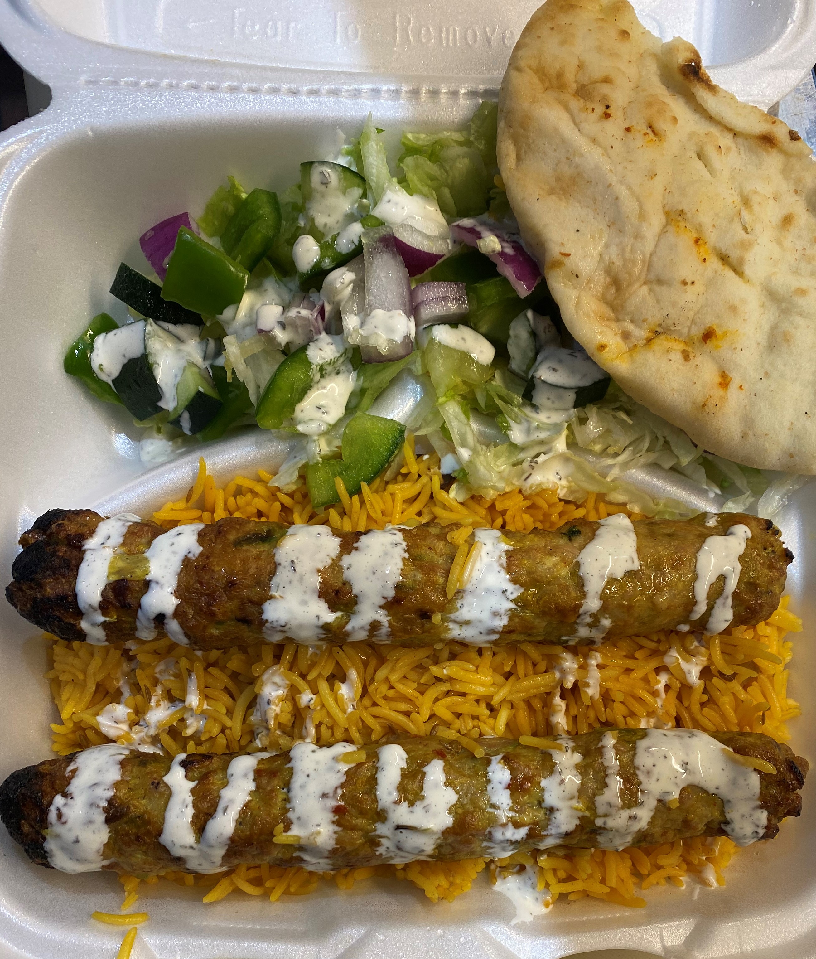 Order Kabob over Rice (2 Kabob Pcs) food online from Halal Bites store, Johnson City on bringmethat.com