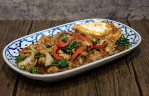 Order Ground Basil Chicken food online from Morningside Thai Restaurant store, Houston on bringmethat.com