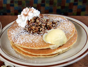 Order Pecan Pancakes food online from Sunnyside Cafe & Restaurant store, Virginia Beach on bringmethat.com