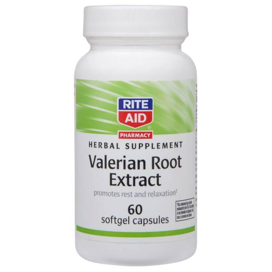 Order Rite Aid Valerian Root Extract Softgel Capsules (60 ct) food online from Rite Aid store, Palm Desert on bringmethat.com