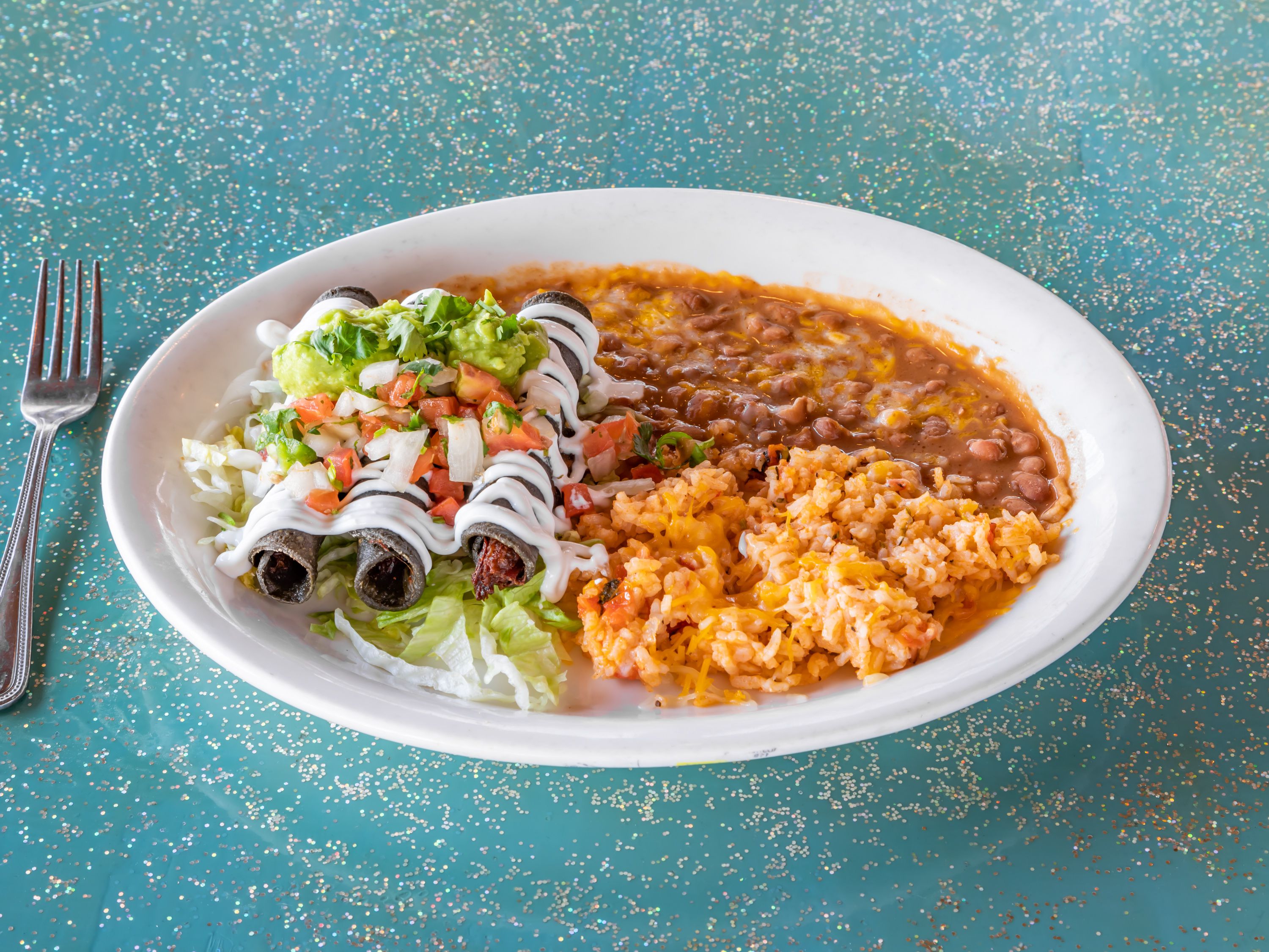 Order 12. Shredded Beef Blue Corn Flautas food online from Frank and Lupes Old Mexico store, Scottsdale on bringmethat.com