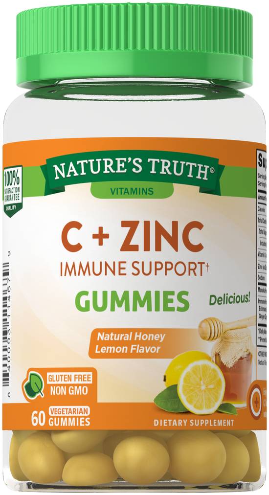 Order Nature's Truth Vitamin C Immune Support plus Manuka Honey & Zinc Vegetarian Gummies Honey Lemon (60 ct) food online from Rite Aid store, Palm Desert on bringmethat.com