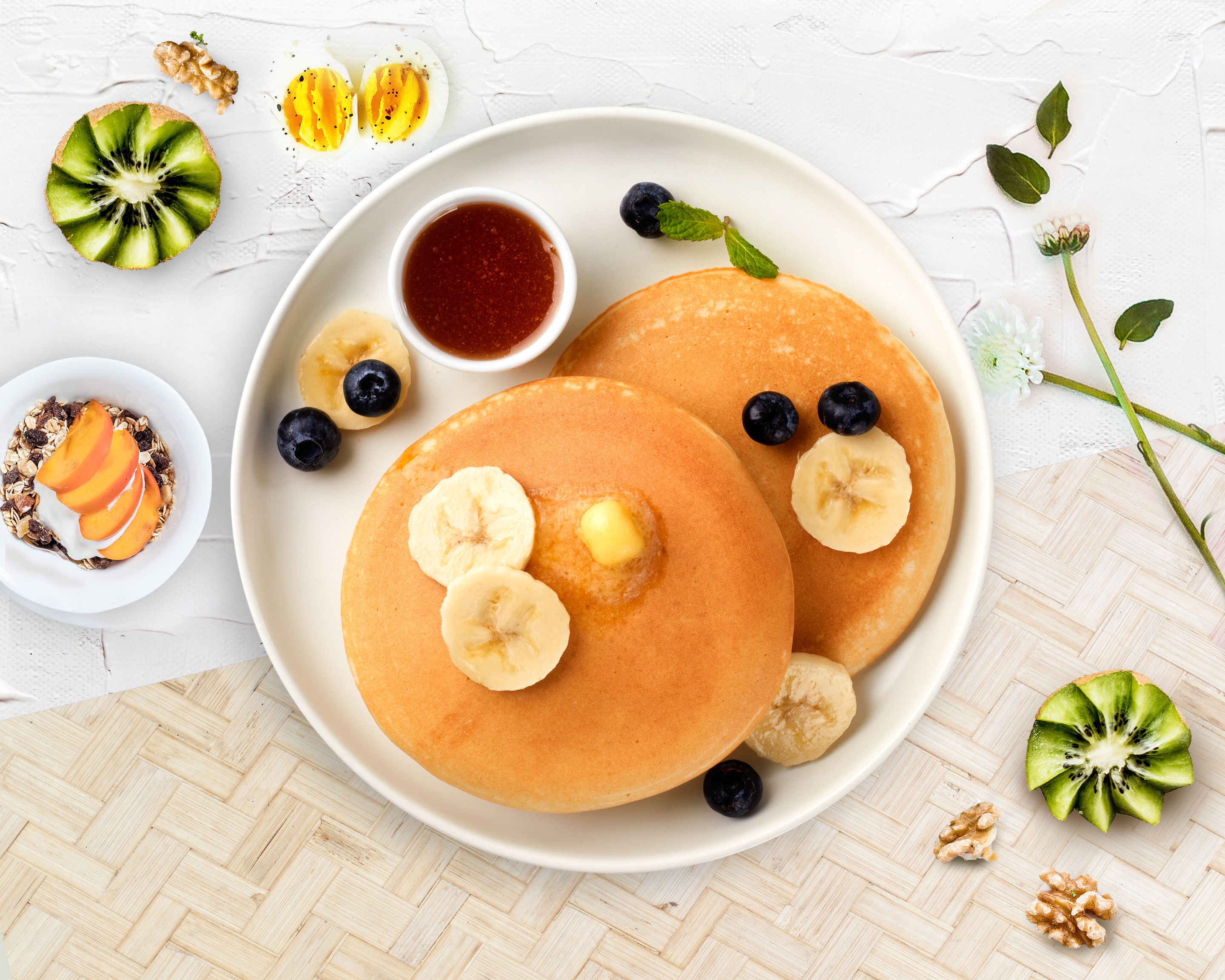 Order Going Bananas Berry Pancakes food online from First Meal First store, Armonk on bringmethat.com
