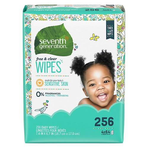 Order Seventh Generation Free & Clear Baby Wipes Unscented and Sensitive - 64.0 ea x 4 pack food online from Walgreens store, Salem on bringmethat.com