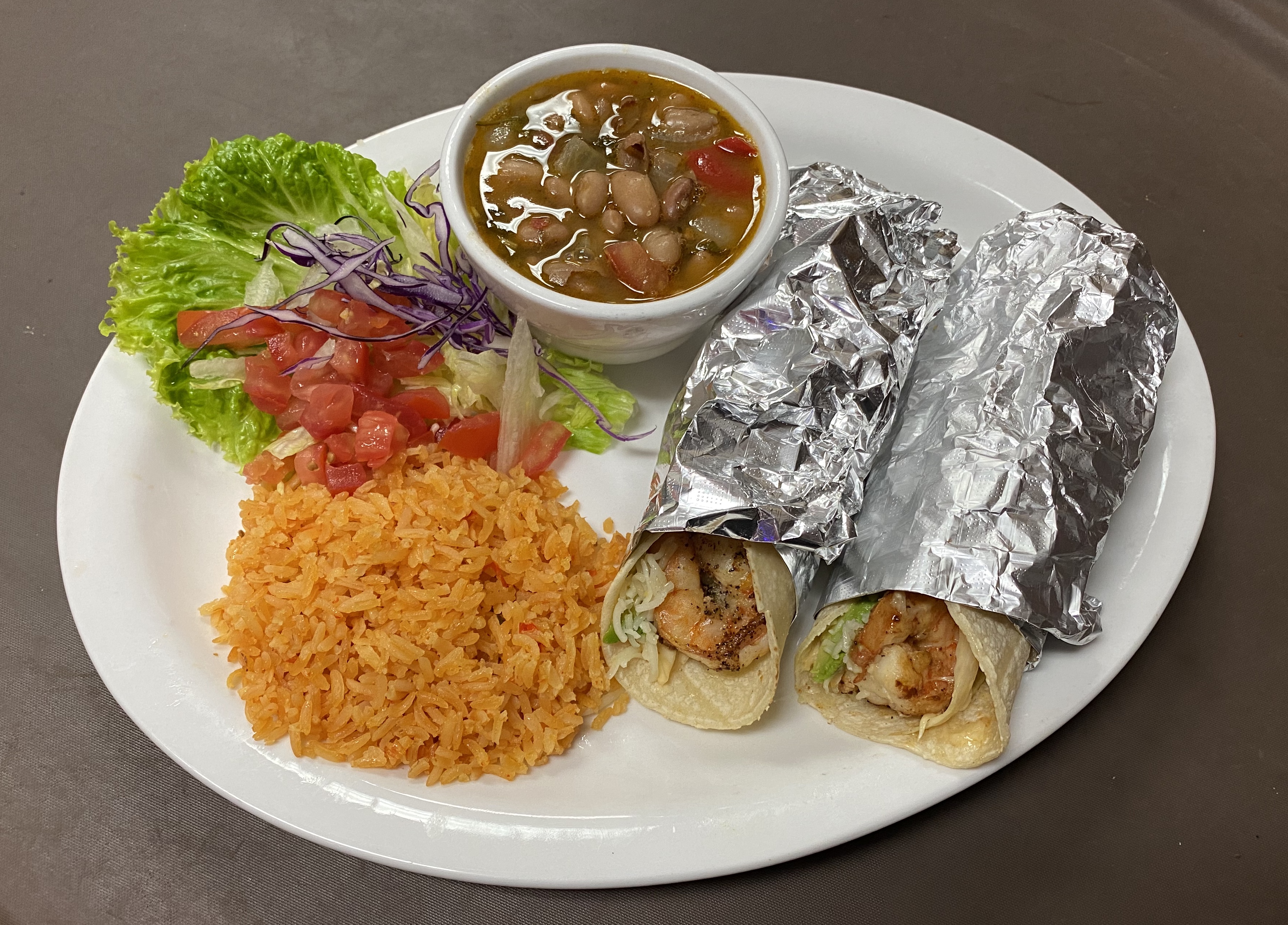 Order Shrimp Tacos Plate food online from Moreno Mexican Restaurant store, Pearland on bringmethat.com