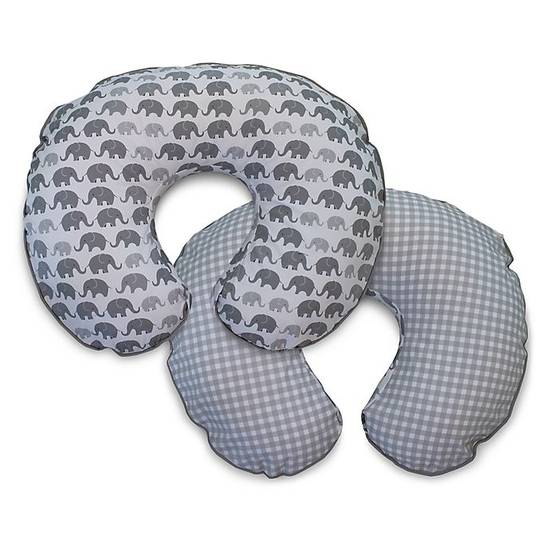 Order Boppy® Premium Nursing Pillow Cover in Grey Elephant Plaid food online from Bed Bath & Beyond store, Lancaster on bringmethat.com