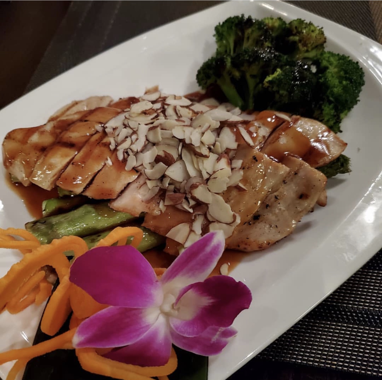 Order Royal Asparagus Dinner food online from Orchid Thai Restaurant & Bar store, Falmouth on bringmethat.com