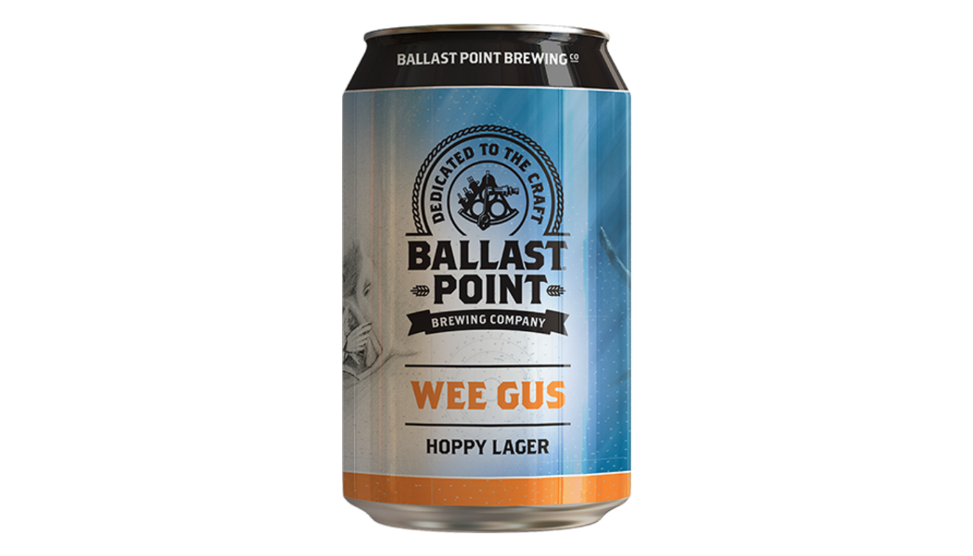 Order Ballast Point Brewing Wee Gus Lager 6x 12oz Cans food online from Oak Knoll Liquor store, Santa Maria on bringmethat.com