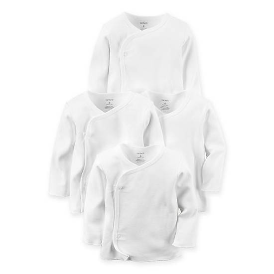 Order carter's® Preemie 4-Pack Long-Sleeve Side-Snap T-Shirts in White food online from Bed Bath & Beyond store, Lancaster on bringmethat.com