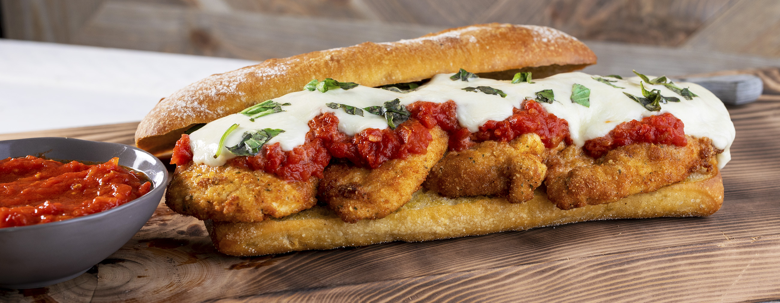 Order Chicken Parmigiana Sub food online from Dino's store, Albany on bringmethat.com