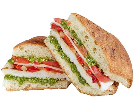 Order Pesto Chicken Panini food online from The Bar - Lime Kiln store, Green Bay on bringmethat.com
