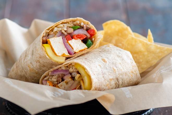 Order Tofu & Veggie Burrito food online from Sharkys Woodfired Grill Mexican store, Newbury Park on bringmethat.com
