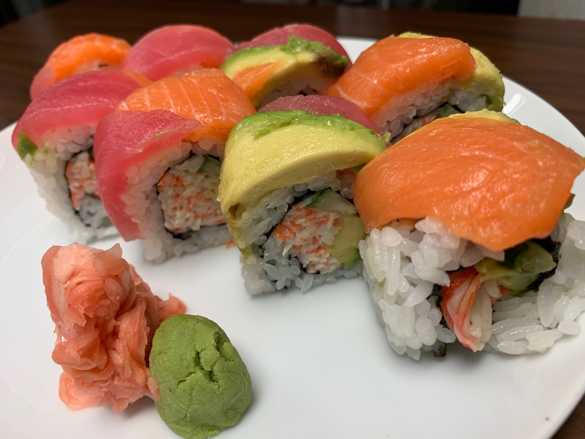 Order Rainbow Sushi Roll food online from JK's Table store, Minneapolis on bringmethat.com