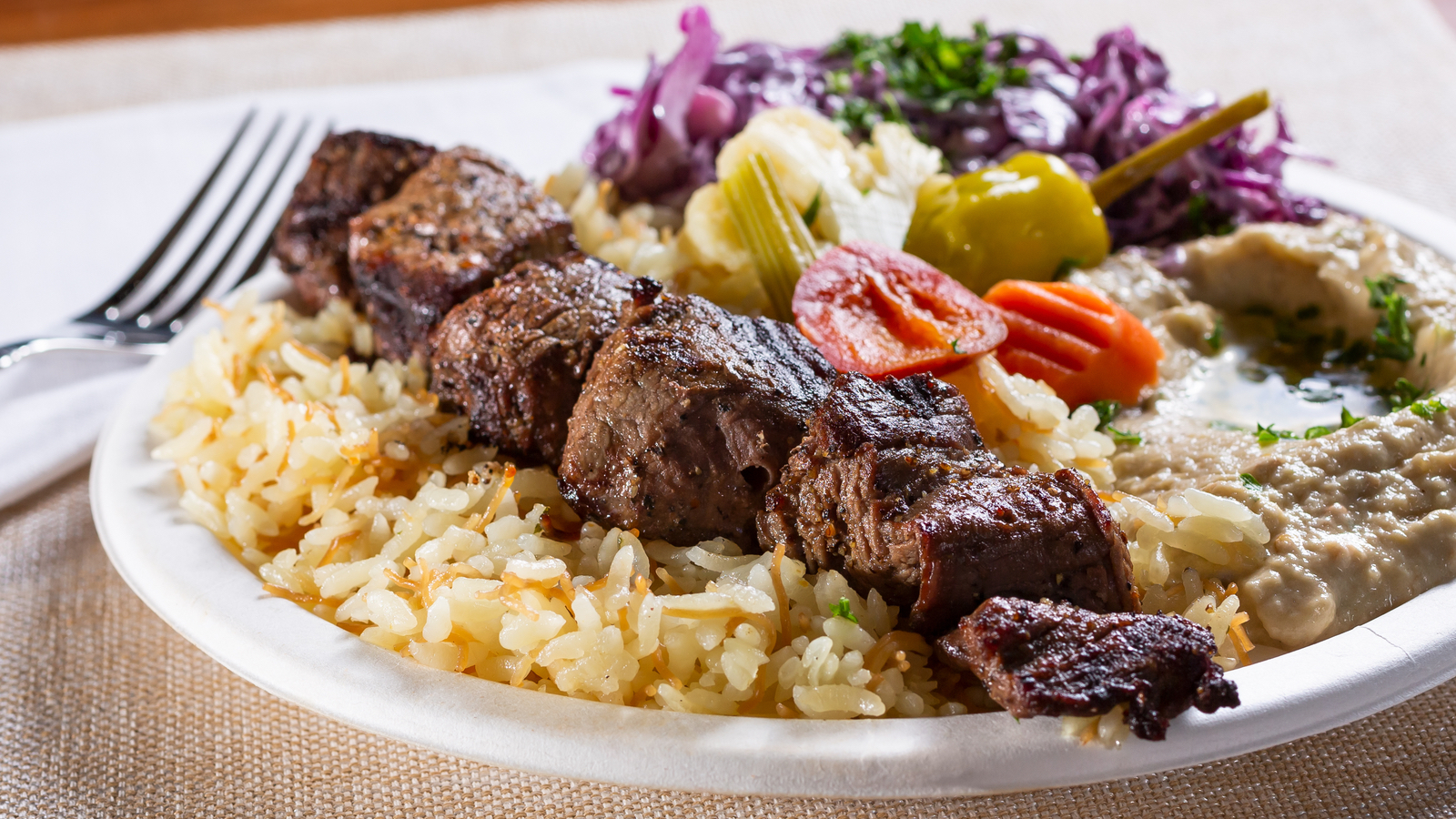 Order Combo Kabob Plate food online from Halal Chicken Gyros Co store, Fremont on bringmethat.com