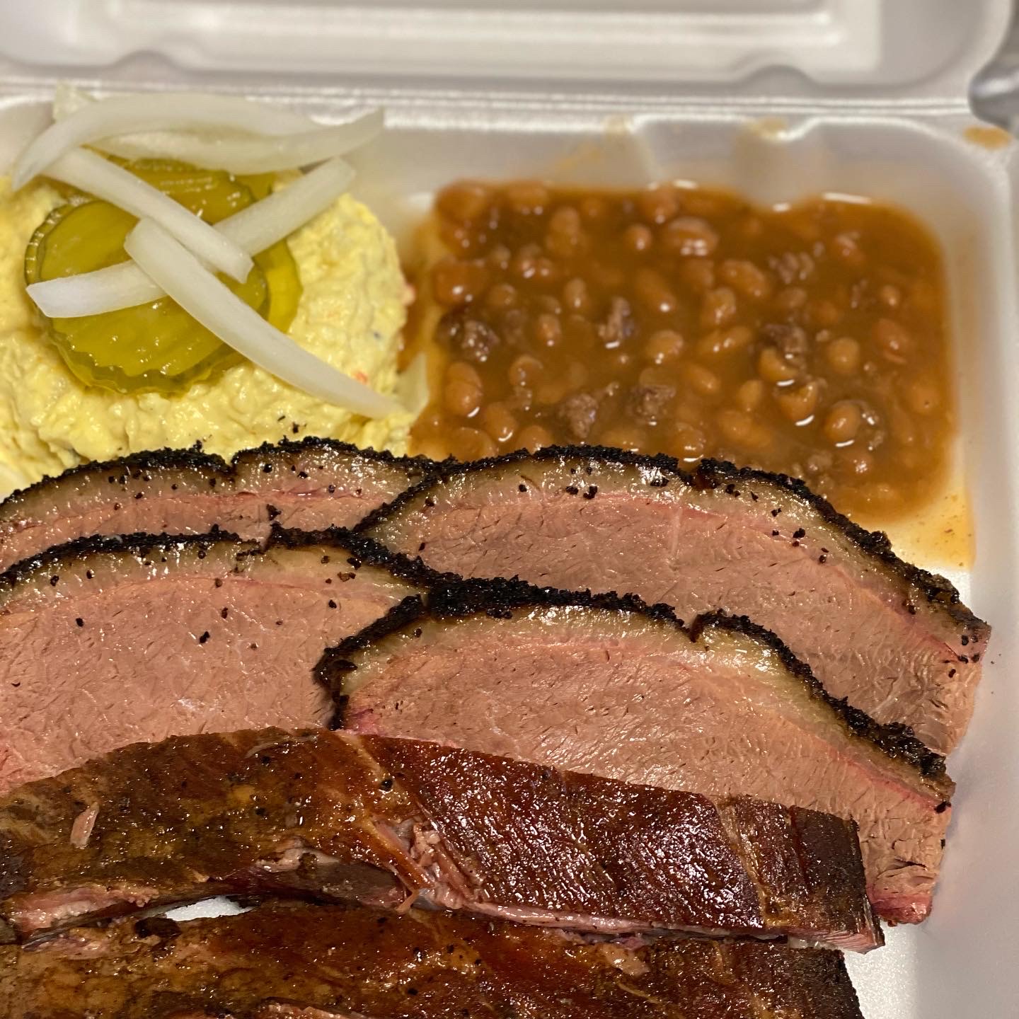 Order Brisket and Rib Plate food online from What Tha Deal Barbecue store, Bryan on bringmethat.com