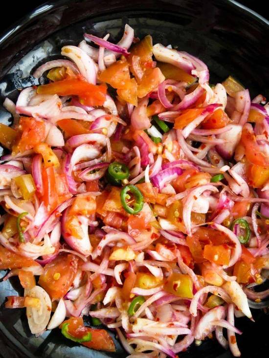 Order Onion Chili Salad food online from Sansar Indian Restaurant store, Tracy on bringmethat.com