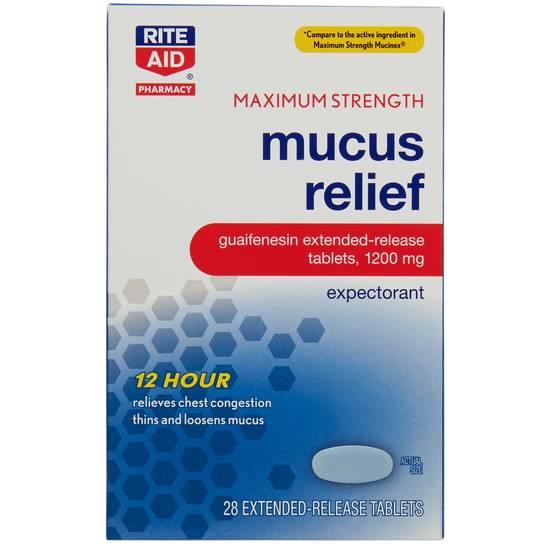 Order Rite Aid Mucus Relief Extended Release Tablet 1200mg (28 ct) food online from Rite Aid store, Mount Vernon on bringmethat.com