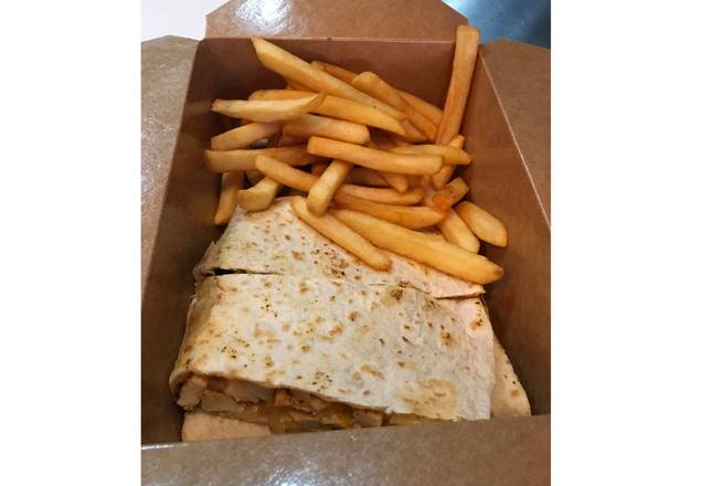 Order Chicken Quesadilla w/ Fries food online from Burgers N' Shakes store, New York on bringmethat.com