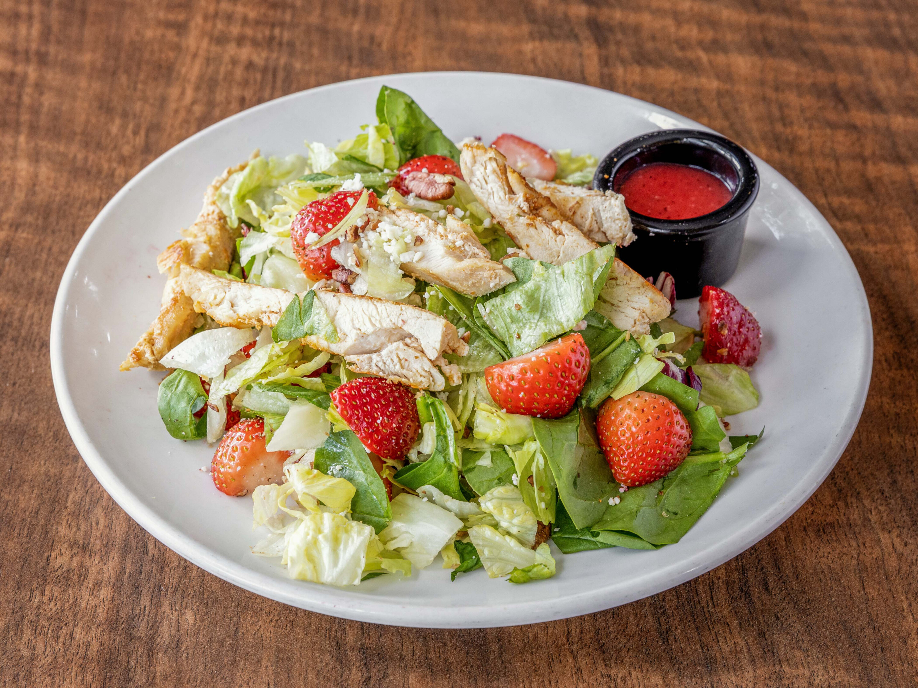 Order Strawberry Pecan Feta Chicken Salad food online from Main Street Cafe store, San Angelo on bringmethat.com