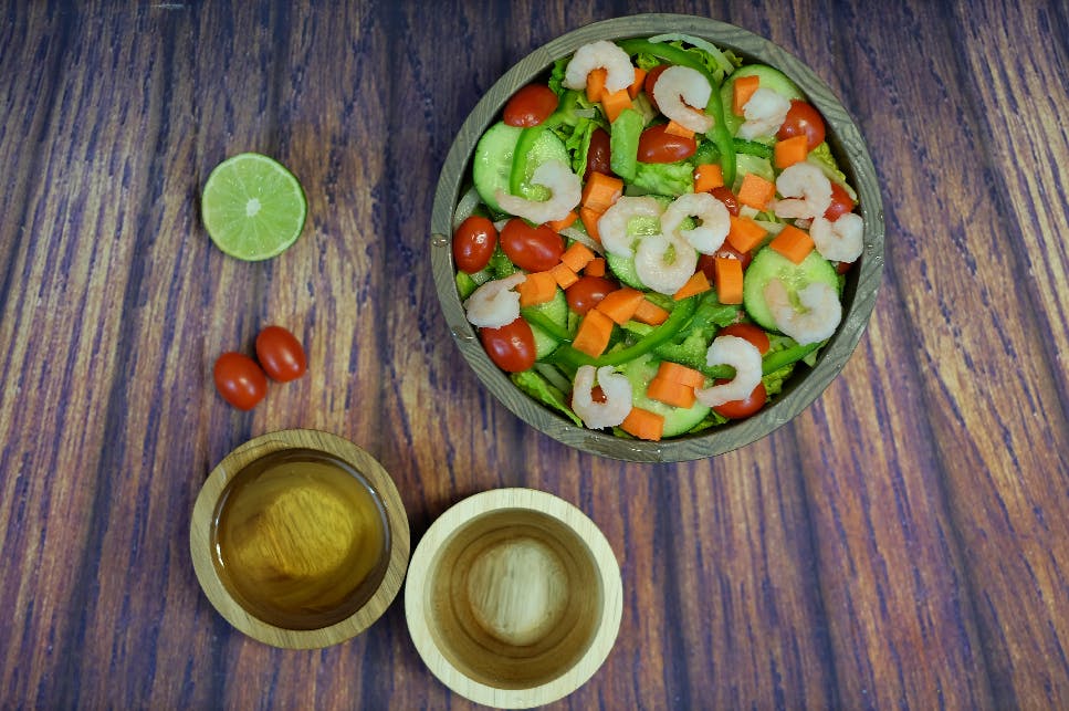 Order Shrimp Salad - Salad food online from Oscar's Pizza store, Colonie on bringmethat.com