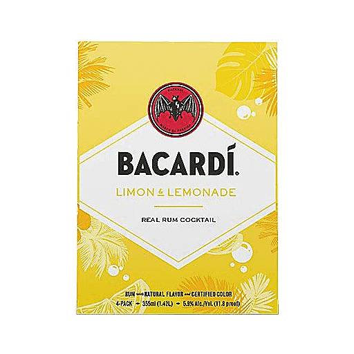 Order Bacardi Cocktails Limon & Lemonade (4PK 355 ML) 129697 food online from Bevmo! store, Emeryville on bringmethat.com