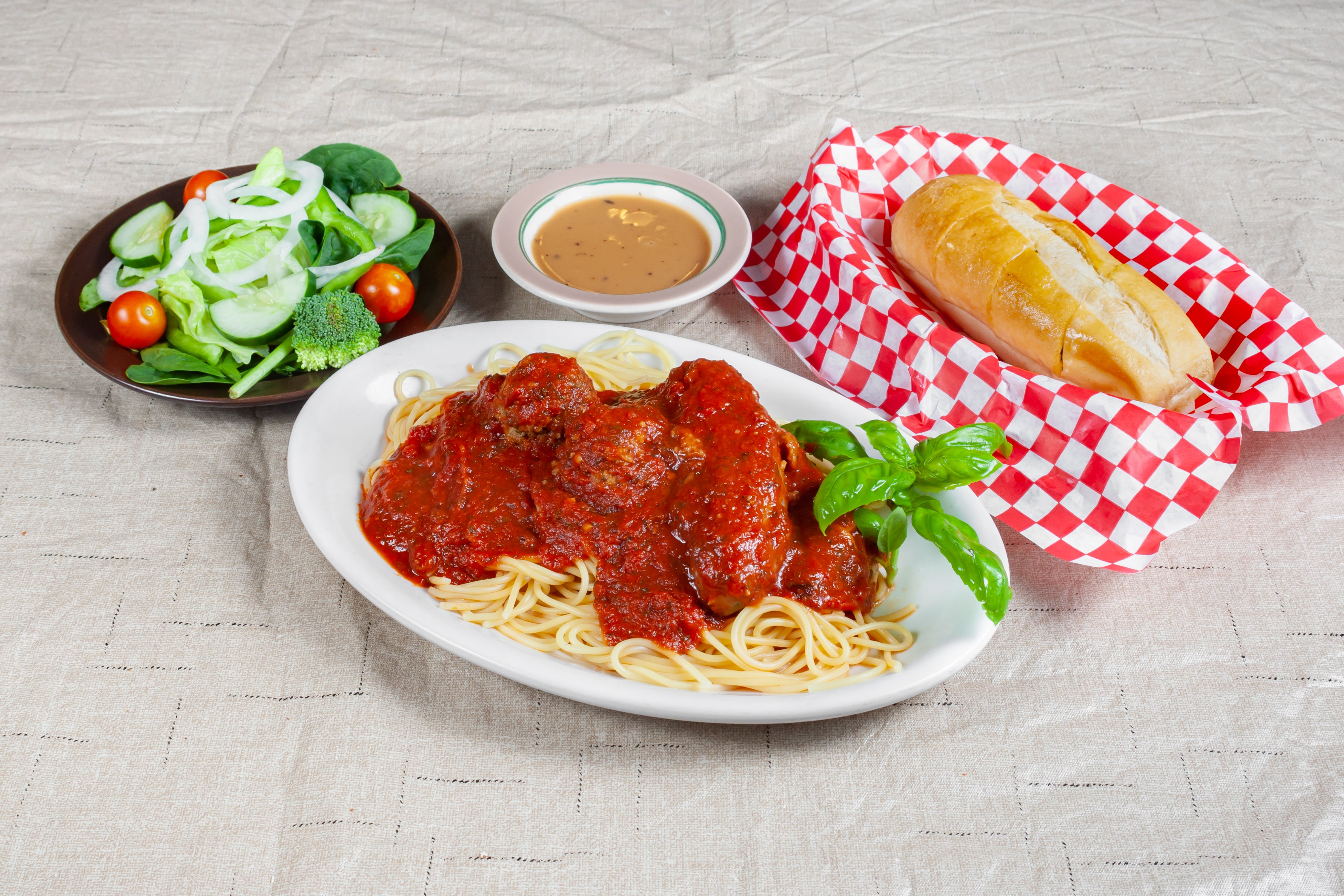 Order Spaghetti with Meatballs - Entree food online from Villa Roma store, Gastonia on bringmethat.com