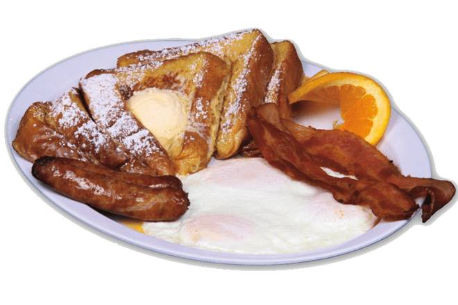 Order Three French Toast, Three Eggs, and Four Bacon food online from Tam's Burgers store, Los Angeles on bringmethat.com