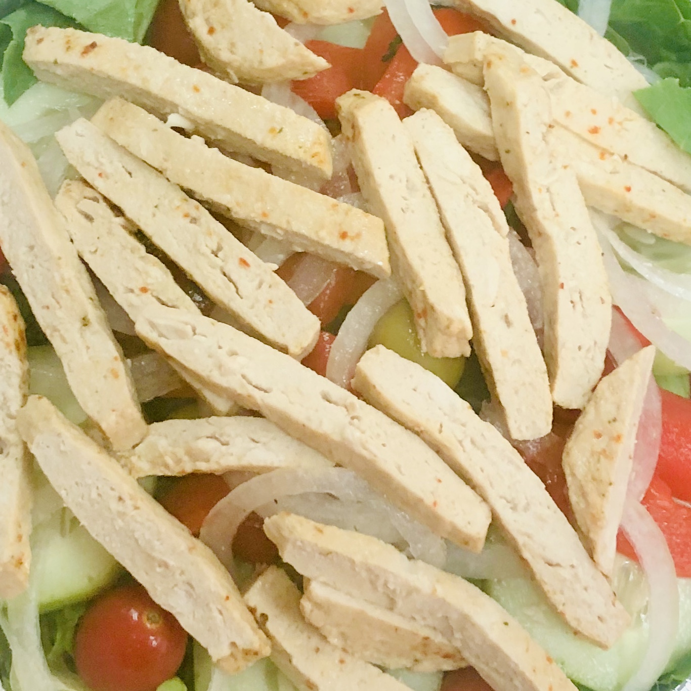 Order Vegan Grilled Chicken Tossed Salad food online from Nicks Pizza & Deli store, Fanwood on bringmethat.com
