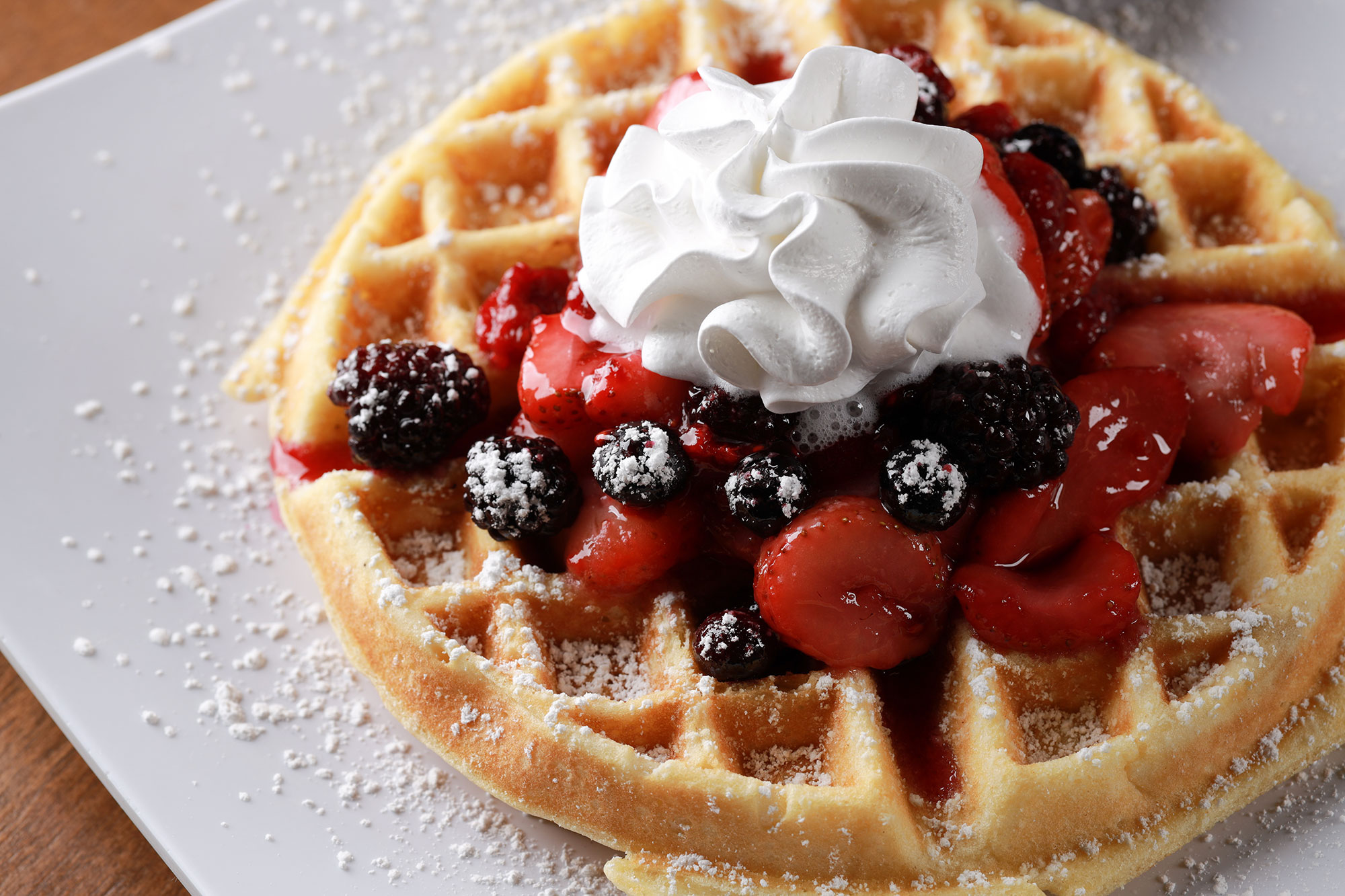 Order Waffle with Fruit Breakfast food online from Downtown Chandler Cafe And Bakery store, Chandler on bringmethat.com