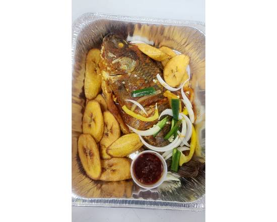 Order Grilled Fish with Fried Rice food online from Mama Afrika Food Llc store, Newark on bringmethat.com