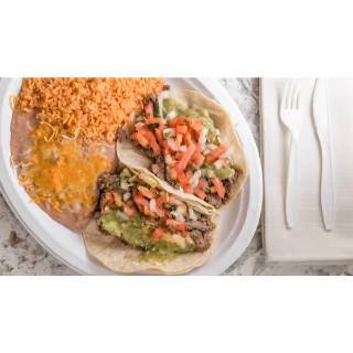 Order Carne Asada Tacos (2 pcs) food online from Aliberto Jr Fresh Mexican Food store, Riverside on bringmethat.com