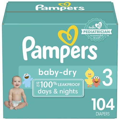 Order Pampers Baby Dry Extra Protection Diapers Super Pack Size 3 - 104.0 ea food online from Walgreens store, Racine on bringmethat.com