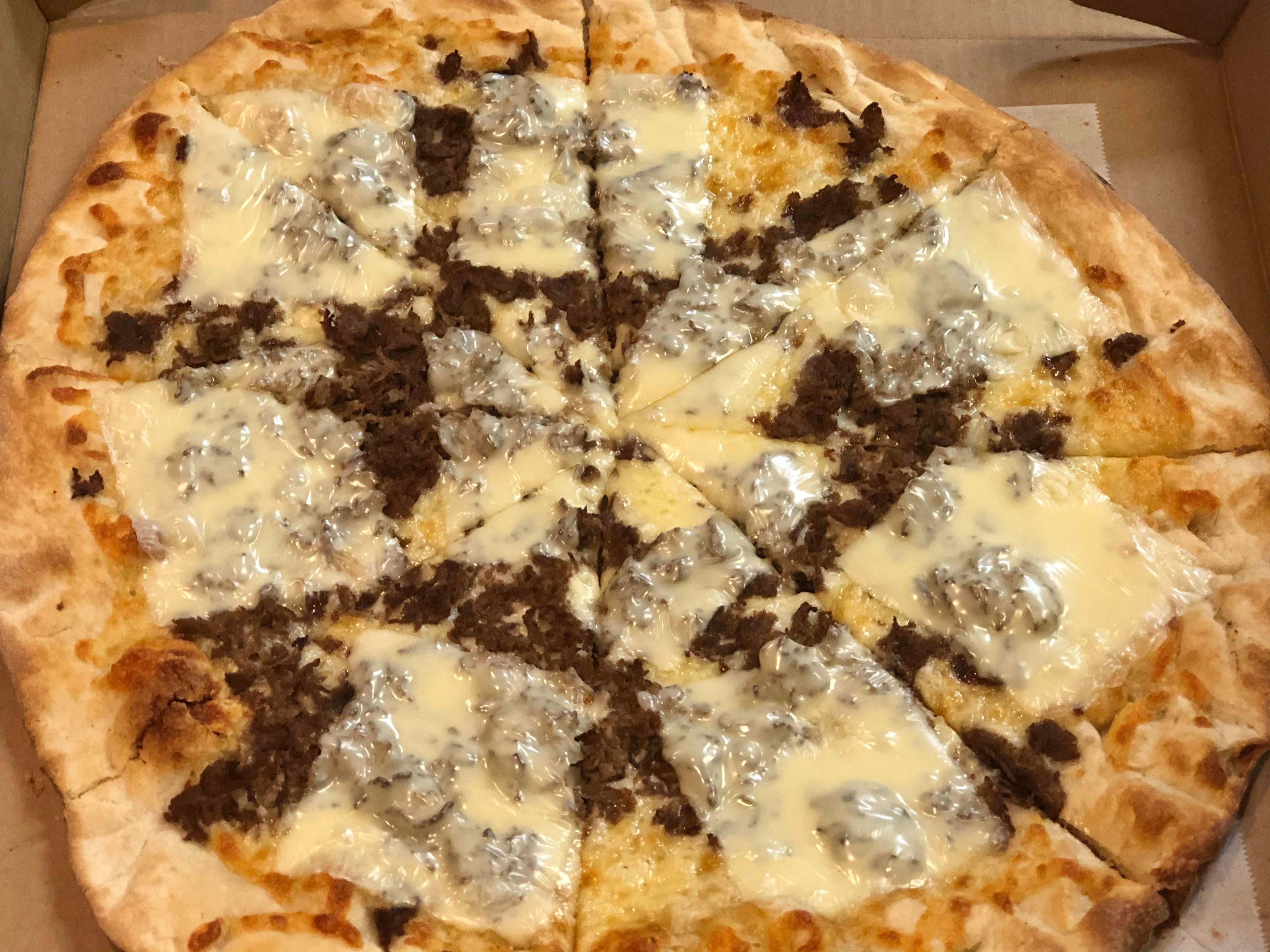 Order Cheesesteak Pizza - Standard 16" food online from Sopranos Pizzeria store, New Milford on bringmethat.com