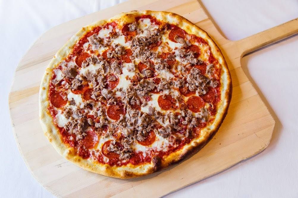 Order Meat Lover Pizza - Small food online from Pizza Village Tomato Pie store, Lahaska on bringmethat.com