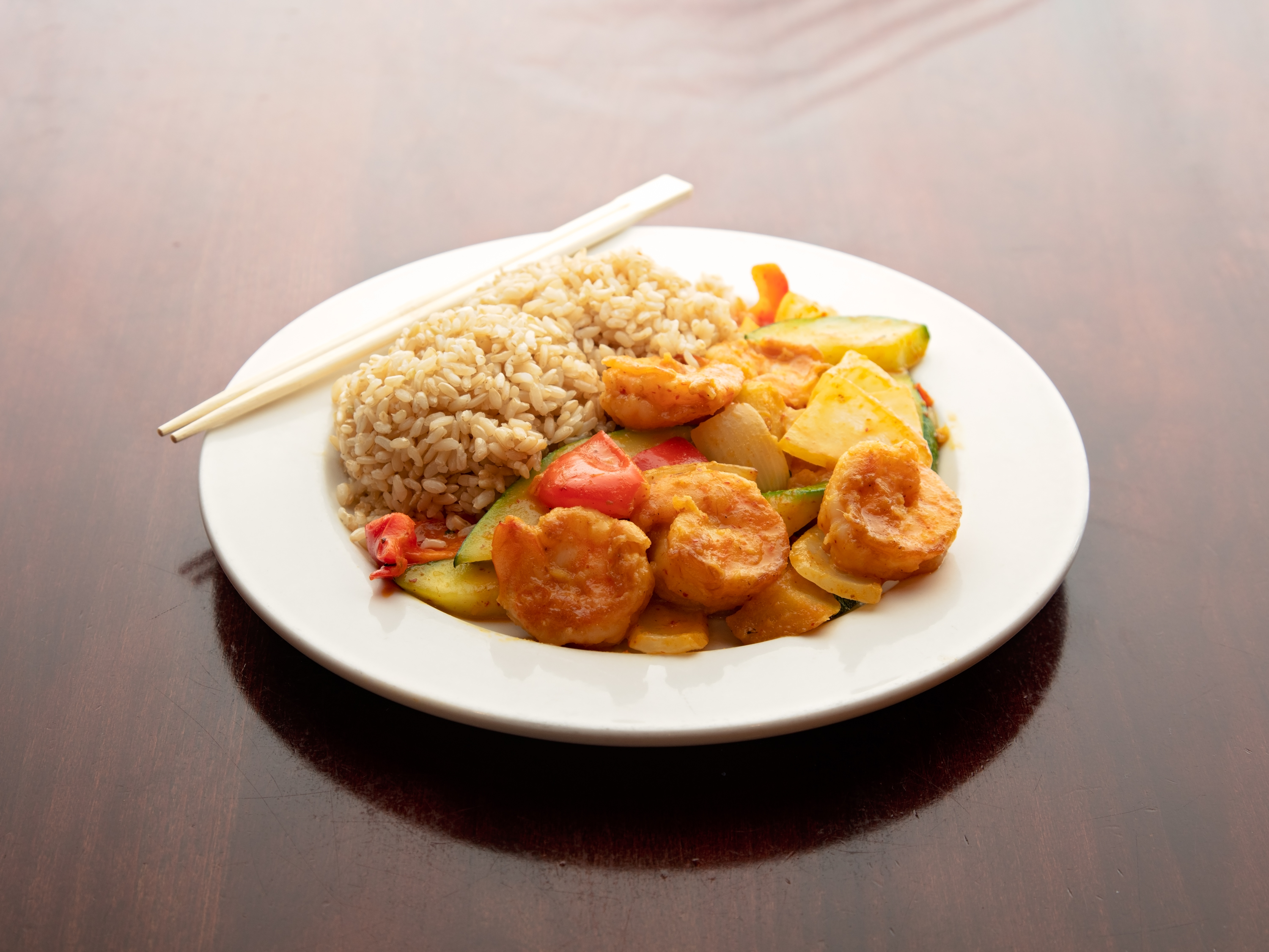 Order Spicy Thai Red Curry Shrimp food online from Redbowl Asian Bistro store, Clemson on bringmethat.com