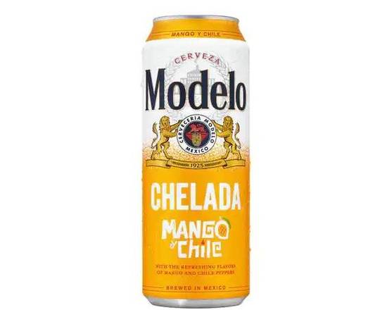 Order Modelo Chelada Mango y Chile, 24oz can beer (3.5% ABV) food online from Tenderloin Liquor store, San Francisco on bringmethat.com