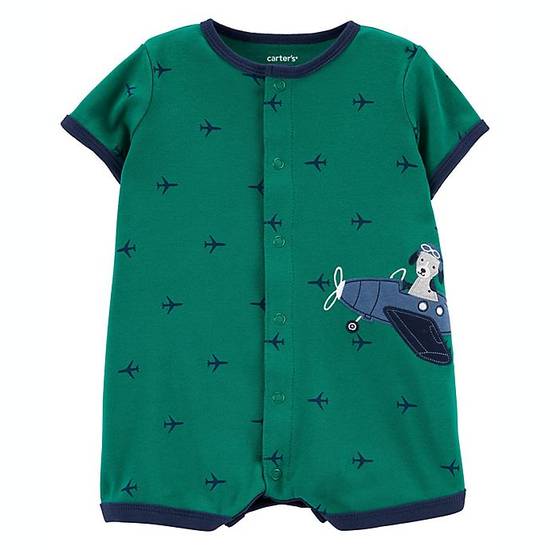 Order carter's® Size 3M Plane Cotton Snap-Up Romper in Green food online from Bed Bath & Beyond store, Lancaster on bringmethat.com